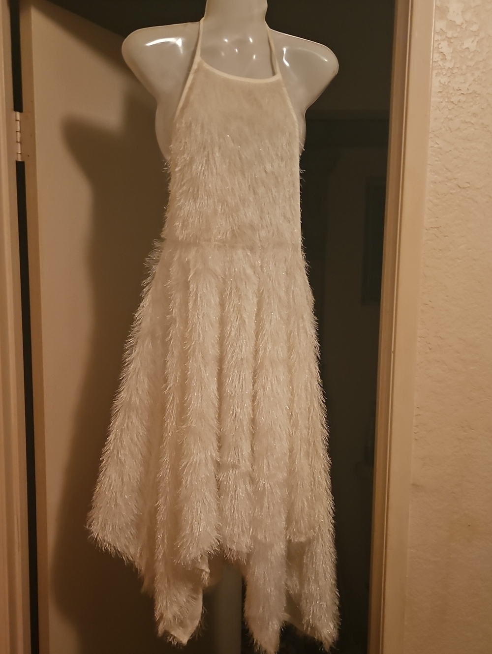 Nordstrom White Backless Fringe Halter Dress